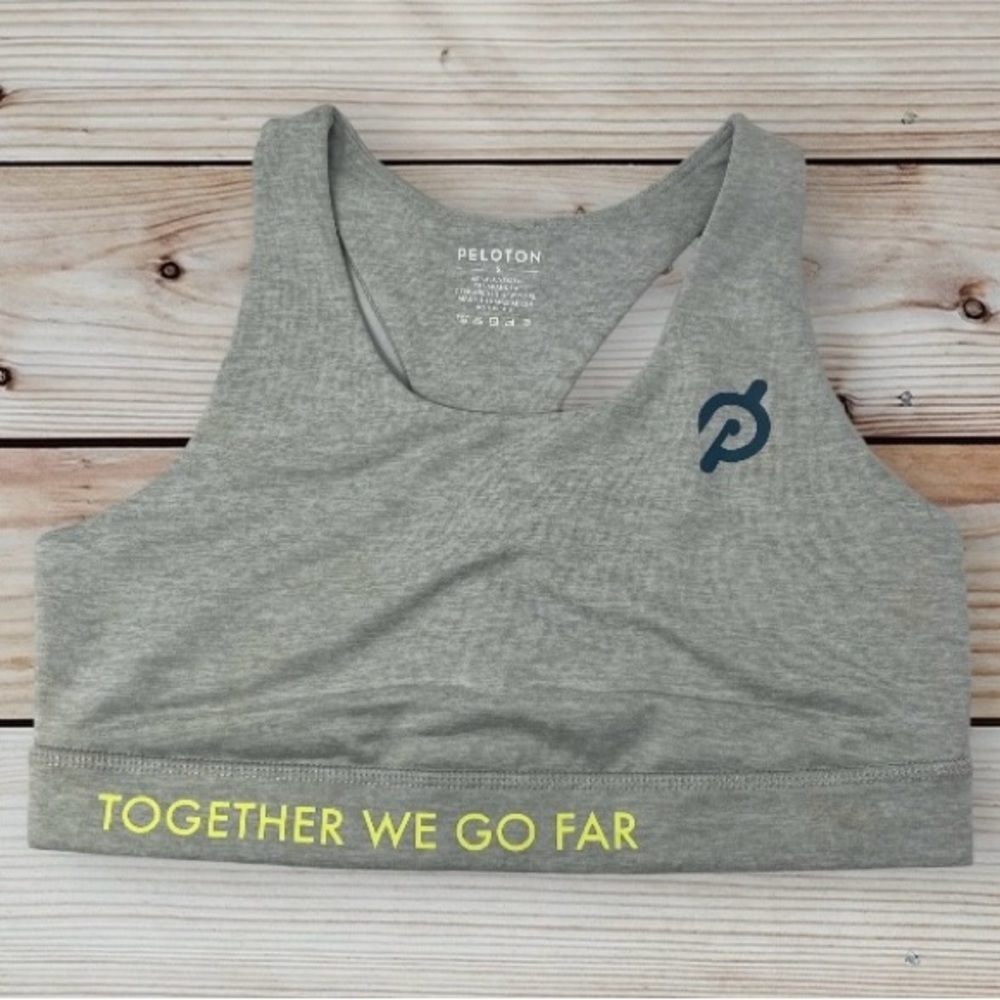 NWT Peloton Sports Bra Women’s Small Gray Heathered Strappy Together We Go Far